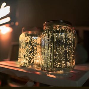 Hanging Solar Lantern Outdoor,Solar Lights Mercury Mason Jar Glass Hanging Lights with 20 LED Waterproof for Tree, Table, Yard, Garden, Patio, Holiday Party Outdoor Decor,2 Pack