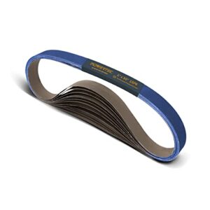 powertec 1 x 30 inch zirconia sanding belts, 3 each of 24/36/60/100/ 120 grits, 15pk, belt sander sanding belt assortment for bench sander, belt and disc sander, woodworking, metal grinding (41300-1z)