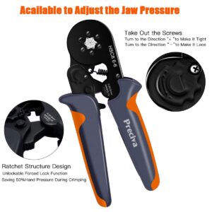 Ferrule Crimping Tool Kit, Preciva Hexagonal Sawtooth Self-Adjustable Ratchet Wire Terminals Crimper Kit with 1900pcs Wire Terminals Crimping Connectors Wire End Ferrules