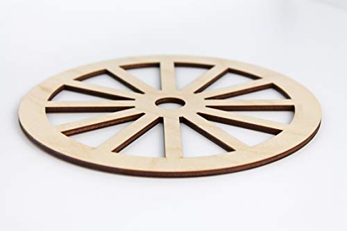 Spoked Wagon Wheel Unfinished Wood Laser Cut Out Cutout Shape Crafts Sign DIY Ready to Paint or Stain