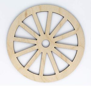 spoked wagon wheel unfinished wood laser cut out cutout shape crafts sign diy ready to paint or stain