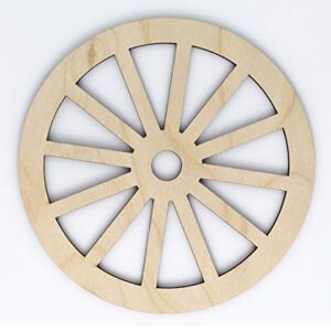 Spoked Wagon Wheel Unfinished Wood Laser Cut Out Cutout Shape Crafts Sign DIY Ready to Paint or Stain