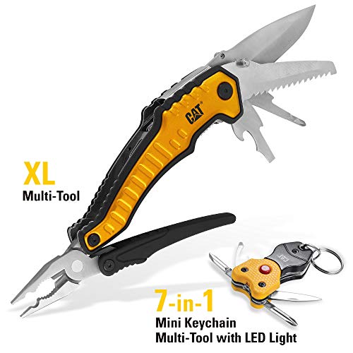Cat 2 Piece XL Multi-Tool and Multi-Tool Key Chain with Light Gift Box Set - 240240, Yellow