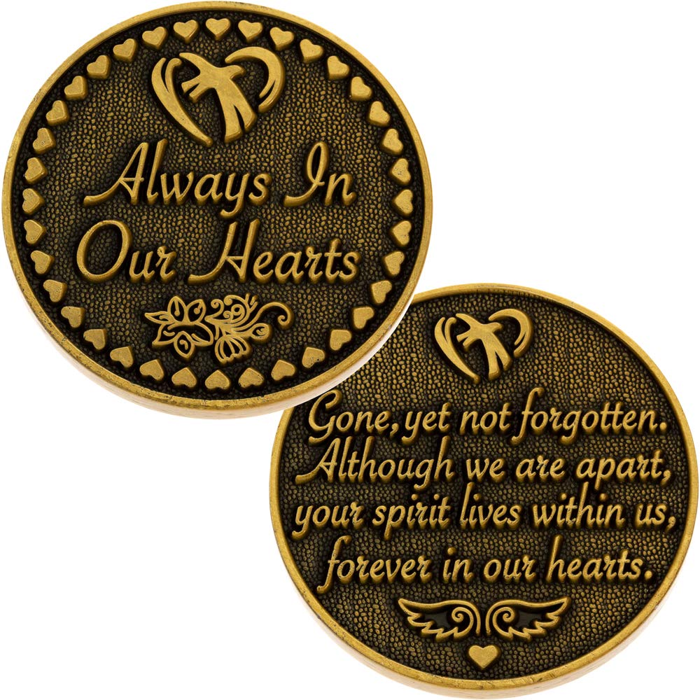 Always in Our Hearts Memorial Coin (Antique Gold) Set of 10