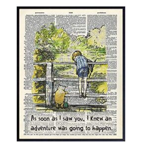 winnie pooh quote upcycled dictionary art - a. a. milne vintage wall art print, poster - home decor room decoration for nursery or kids room - gift for girls, boys, moms, baby shower - 8x10 unframed