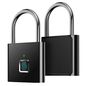 fingerprint padlock,aicase ultra light one touch open fingerprint lock with usb charging for gym, sports, school employee locker,fence, suitcase,bike no app, no bluetooth，no trouble