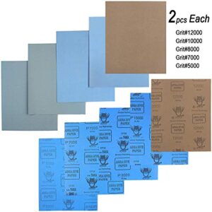 CenterZ 9x11 inch 18 Sheets Sandpaper, Wet or Dry 2000-12000 Grit 9 Assortment Sand Paper, Extra Fine Abrasive Pads for Automotive Sanding, Wood Turing Finishing, Metal Furniture Polishing and More