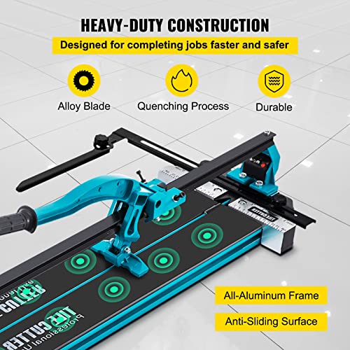 Mophorn 48 Inch Tile Cutter Single Rail Double Brackets Manual Tile Cutter 3/5 in Cap w/Precise Laser Manual Tile Cutter Tools for Precision Cutting (48 Inch)