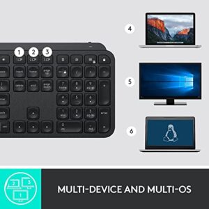 Logitech MX Keys Advanced Wireless Illuminated Keyboard, Tactile Responsive Typing, Backlighting, Bluetooth, USB-C, Apple macOS, Microsoft Windows, Linux, iOS, Android, Metal Build (Black)
