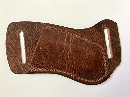 Custom Leather Sheath for Buck 110 Or 112, Water Buffalo Antique Brown Leather Sheath, Right-Hand Cross Draw to Fit on The Left-Side, Strong and Durable, Sheath Only