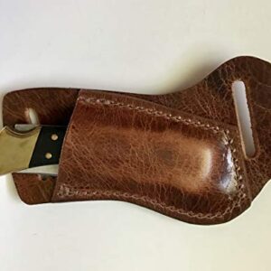 Custom Leather Sheath for Buck 110 Or 112, Water Buffalo Antique Brown Leather Sheath, Right-Hand Cross Draw to Fit on The Left-Side, Strong and Durable, Sheath Only