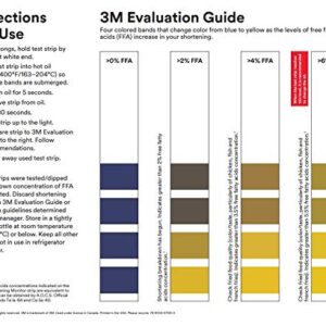 3M Low Range Frying Oil Quality Test Strips Kit, 1005, Monitor Shortening Quality with Oil Test Paper, Accurately Measures FFA Concentration up to 2.5 Percent, 1 Bottle of 40 Oil Test Strips