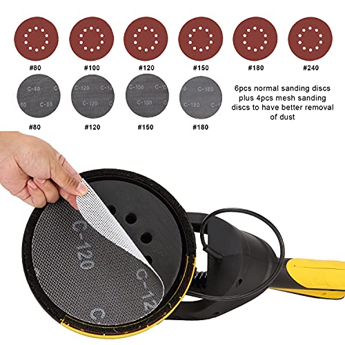 Drywall Sander with Vacuum, Labor-Saving Handle and Unique Fixture for Ceiling Sanding, Electric Drywall Sander with LED Light, ETL Listed, CUBEWAY