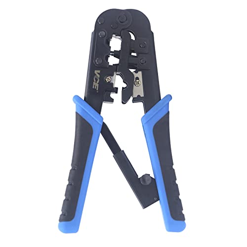 VCE RJ45 RJ11/RJ12 RJ22 Ethernet Crimp Tool Crimper Cutter Stripper All-in-one Multi-Tool for Network Telephone Cat3 Cat5 Cat5e Cat6 Cat6A Modular Connector Plug Cables