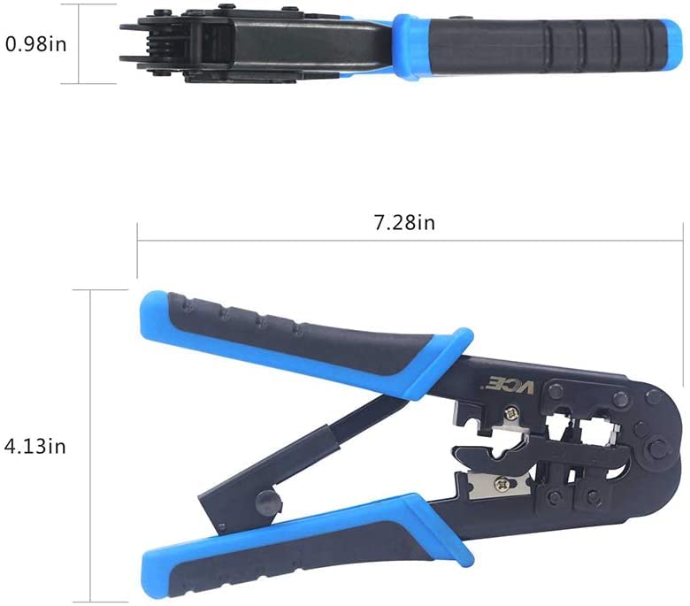 VCE RJ45 RJ11/RJ12 RJ22 Ethernet Crimp Tool Crimper Cutter Stripper All-in-one Multi-Tool for Network Telephone Cat3 Cat5 Cat5e Cat6 Cat6A Modular Connector Plug Cables