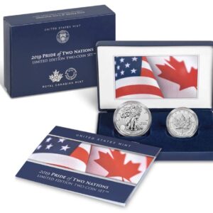 2019 W Silver Eagle 2019 Pride of Two Nations Silver Eagle Maple Leaf PR70 PCGS First Strike US Set PR-70