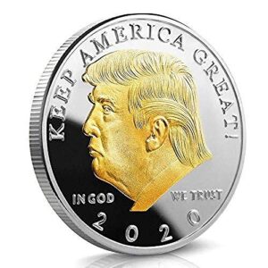 Donald Trump 2020 Challenge Coin Keep America Great United States Presidential Re-Election Campaign Gold Plated Collectible Eagle Coins with Hang Tag and Enclosure