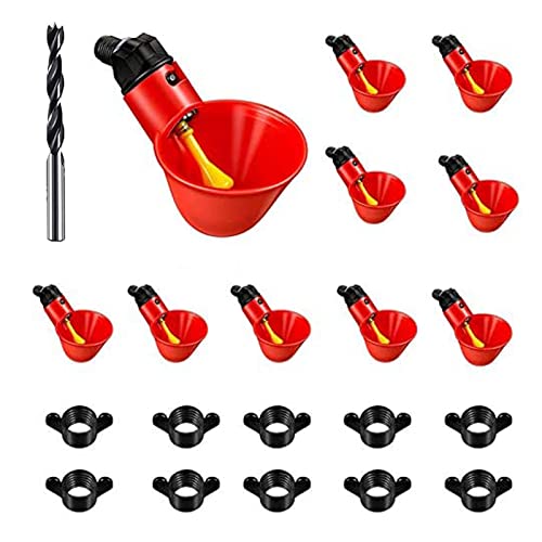 10pcs Chicken Waterer - Poultry Waterer Chicken Water Cups Automatic Nipple Cup Kit for Chicken Quail Drinker