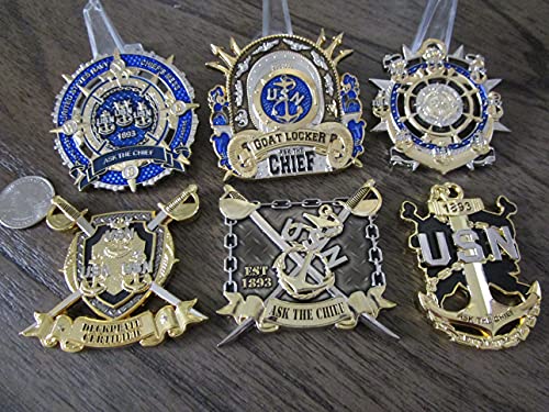 Set of 6 USN CPO Navy Chief Goat Locker Chief Petty Officer Challenge Coins