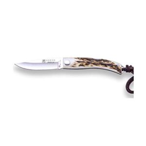 joker sports pocket folding knife ibérica nc138, blade 2.95 inches mova, deer antler handle, fishing tool, hunting, camping and hiking