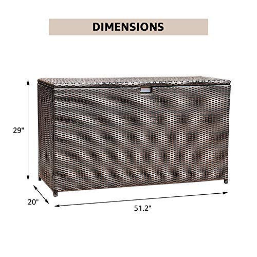 JOIVI Outdoor Storage Deck Box, Aluminum Frame Wicker Storage Bin Deck Box, 120 Gal, Brown