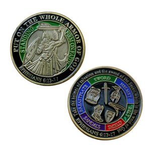 Put On The Whole Armor of God EPHE 6:13-17 Enamel 3D Challenge Coin Collector's Medallion