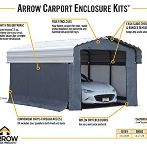 Arrow Carports Enclosure Kit for Galvanized Steel Carport, Fabric Carport Wall Panels, 20' x 20' x 7'