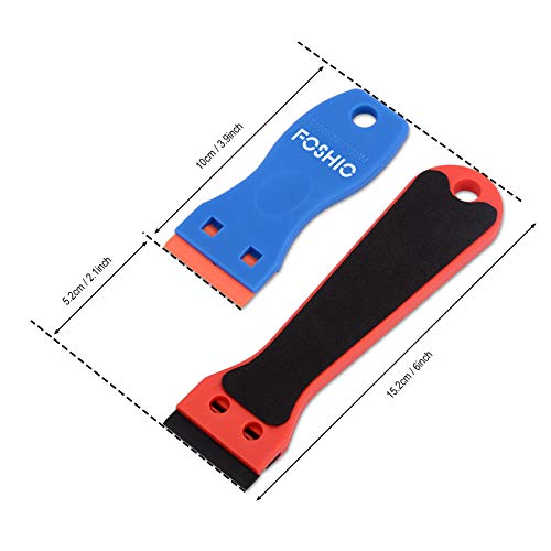 FOSHIO 6 Inch Plastic Scraper with 20 PCS Plastic Razor Blades, Scraper Tool for Sticker, Gasket, Label Remover (Red)