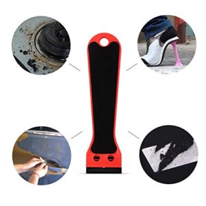 FOSHIO 6 Inch Plastic Scraper with 20 PCS Plastic Razor Blades, Scraper Tool for Sticker, Gasket, Label Remover (Red)