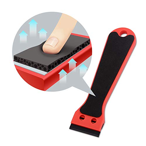 FOSHIO 6 Inch Plastic Scraper with 20 PCS Plastic Razor Blades, Scraper Tool for Sticker, Gasket, Label Remover (Red)