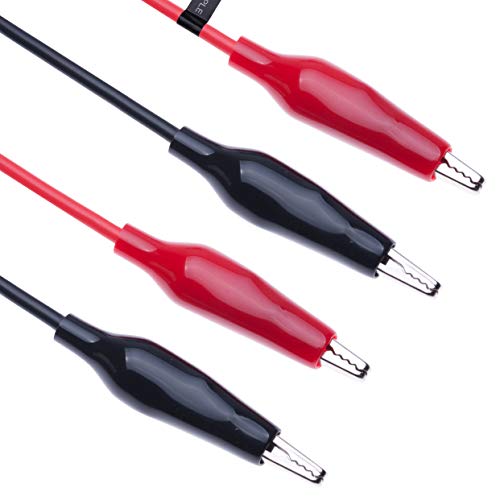 Crocodile Clips Electrical Insulated Wire Multimeter Test Leads Set Alligator Clip Clamps Double Ended Voltage Tester Cable (0.5 Meter/Red & Black)