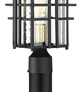 Possini Euro Design Arley Modern Outdoor Post Light Fixture Black Geometric Frame 13 3/4" Seedy Glass for Exterior Barn Deck House Porch Yard Patio Outside Garage Front Door Garden Home Roof Lawn