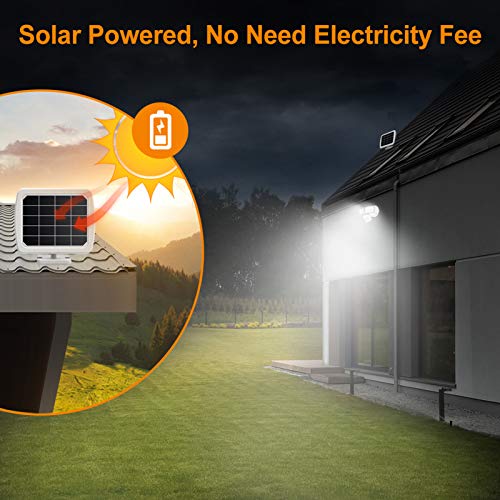 LEPOWER 1000LM Solar Security Lights, Solar Motion Sensor Light Outdoor with 2 Adjustable Head, 5500K White Light, IP65 Waterproof Solar Flood Lights Outdoor for Garage, Yard, Patio(White)