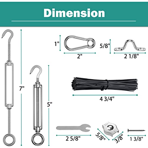 Fil-fresh String Light Hanging Kit, 200ft Stainless Steel Cable, Guide Wire for Outdoor String Lights, Patio Lights, Enough Hooks and Screws, Easy to Install