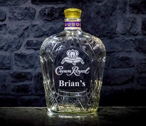 crown royal whisky personalized engraved empty bottle/decanter