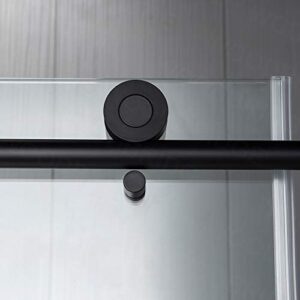 WOODBRIDGE Frameless Bathtub Shower Doors 56-60" Width x 62" Height with 3/8"(10mm) Clear Tempered Glass in Matte Black Finish