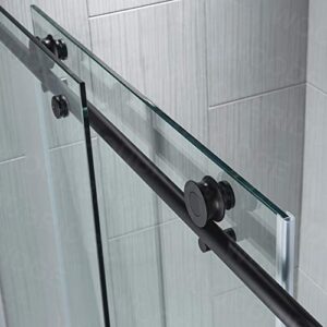 WOODBRIDGE Frameless Bathtub Shower Doors 56-60" Width x 62" Height with 3/8"(10mm) Clear Tempered Glass in Matte Black Finish