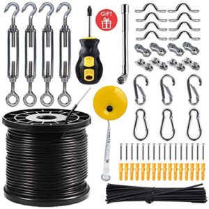 newleray string light hanging kit with 164 ft nylon coated stainless steel 304 wire rope suspension kit included enough accessories, use manual,humanized collocation,outdoor