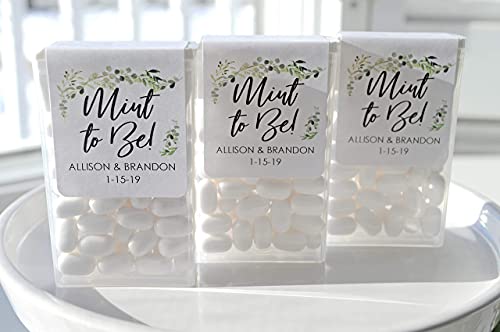 Wedding Favors Tic Tac LABELS Mint To Be, Bridal Shower Favor, Engagement Party Favor, Greenery Leaf - Set of 24 Labels