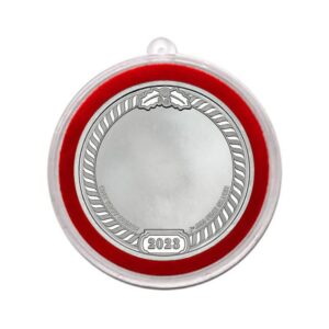 2023 - Merry Christmas Santa Down the Chimney 1oz Silver Medallion in Ornament Holder Collection Seller Uncirculated