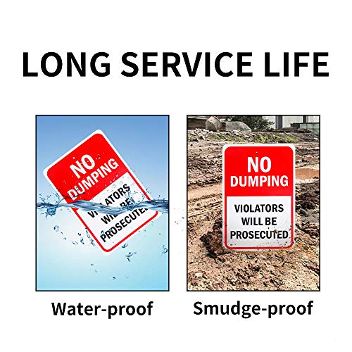 2 Pack No Dumping - Violators Will be Prosecuted Sign, 10"x 7" .04" Aluminum Sign Rust Free Aluminum-UV Protected and Weatherproof