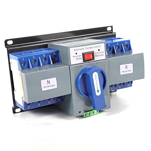 63A 4P Dual Power Automatic Transfer Switch Mini Dual Power Generator Changeover Switch Circuit Breaker Self Cast Conversion CB Level 50HZ/60HZ (4P 63A)