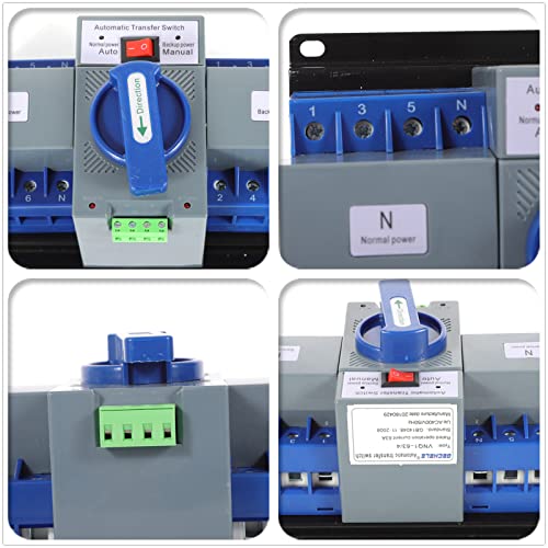 63A 4P Dual Power Automatic Transfer Switch Mini Dual Power Generator Changeover Switch Circuit Breaker Self Cast Conversion CB Level 50HZ/60HZ (4P 63A)