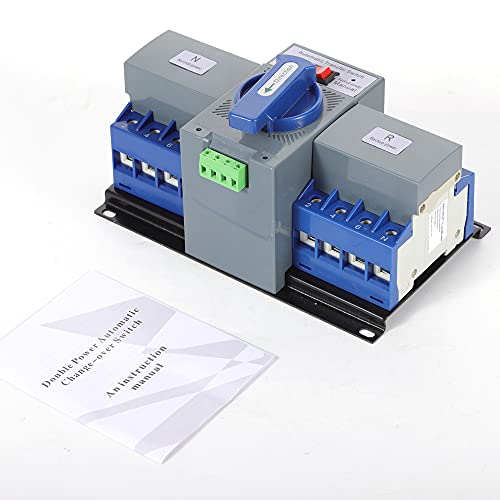 63A 4P Dual Power Automatic Transfer Switch Mini Dual Power Generator Changeover Switch Circuit Breaker Self Cast Conversion CB Level 50HZ/60HZ (4P 63A)