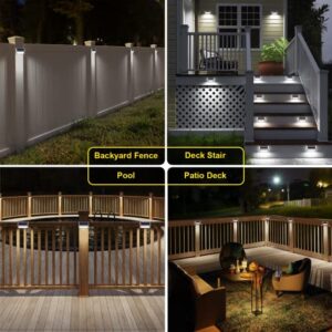 ROSHWEY Solar Outdoor Lights, 10 Pack Solar Fence Lights with 30LED Waterproof Backyard Lighting Stainless Steel Lamp for Deck Courtyard Patio Pool