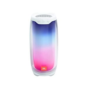 jbl pulse 4 - portable bluetooth speaker with 360 degrees led lights, powerful sound and deep bass, ipx7 waterproof, 12 hours of playtime, jbl partyboost for multiple speaker pairing (white)