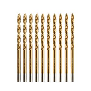 amoolo 1/8" titanium drill bits (10pcs), premium 4341 hss metal drill bits for wood, metal, steel, plastic, aluminum alloy