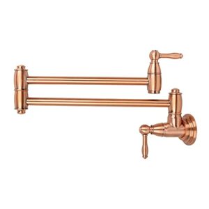 copper pot filler kitchen faucet, wall mounted stretchable double joint swing arm - five years warranty