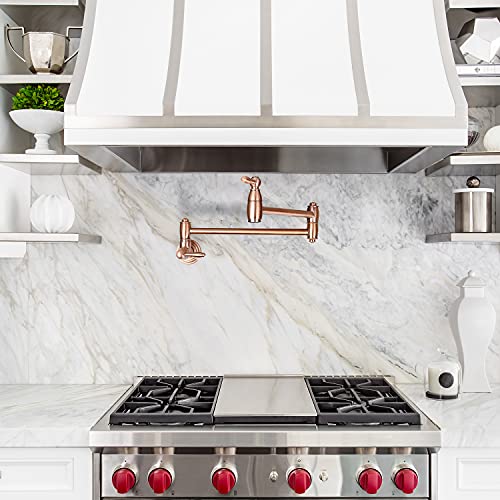 Copper Pot Filler Kitchen Faucet, Wall Mounted Stretchable Double Joint Swing Arm - Five Years Warranty