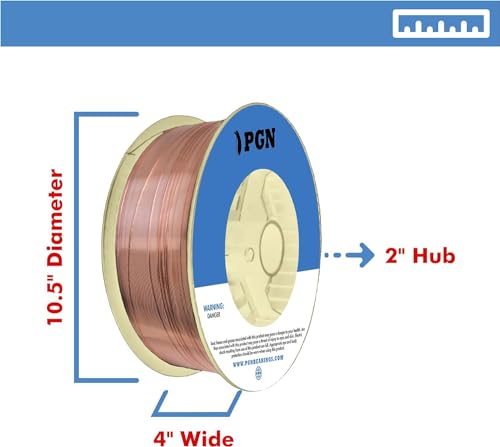 PGN Solid MIG Welding Wire - ER70S-6-0.035 Inch, 44 Pound Spool - Mild Steel MIG Wire with Low Splatter and High Levels of Deoxidizers - For All Position Gas Welding